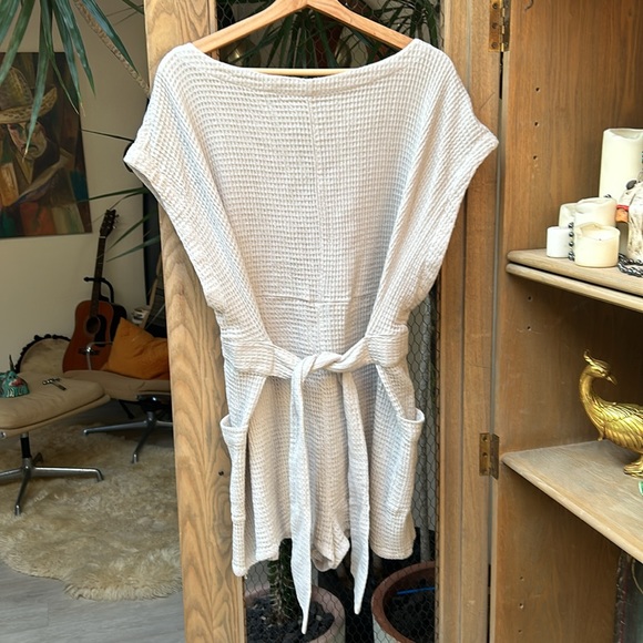 Free People Cream Pull Me In Waffle Knit Romper - Picture 4 of 14